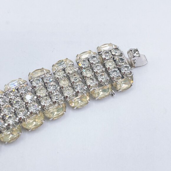 Vintage Kramer Of New York Rhinestone & Silver-Tone Bracelet - Picture 8 of 10